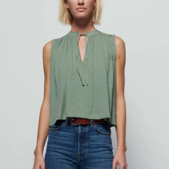 Nation LA Via Tank - Sea Spray 100% Pima Cotton Sz Med - Picture 3 of 6